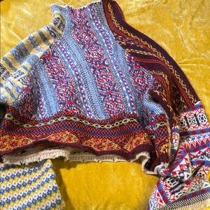 rag & bone “Edith” colorful knit wool/alpaca blend mock turtleneck sweater